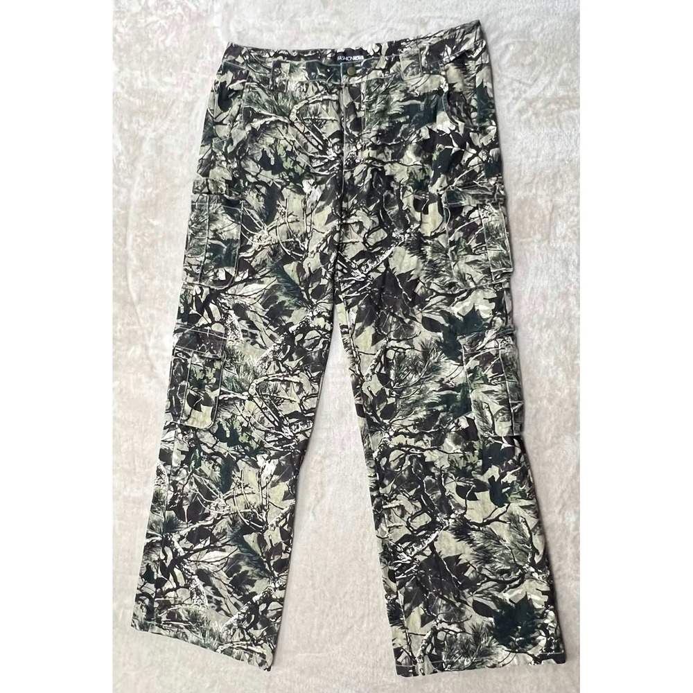 EUC Fashion Nova Mens Real Tree Camo Cargo Pants XL Green Brown ZDNT310014TA